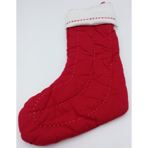 Pottery Barn Kids Olivia Christmas Stocking Snowflake Holiday Quilted Red - Picture 5 of 10